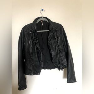 Free People Black Leather Moto Jacket